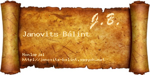Janovits Bálint névjegykártya